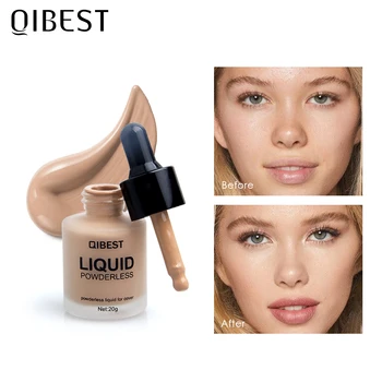 

QIBEST Face Foundation Cream Base Makeup Oil Control Concealer Full Coverage Liquid Foundation Base Makeup Cosmetics Whitening