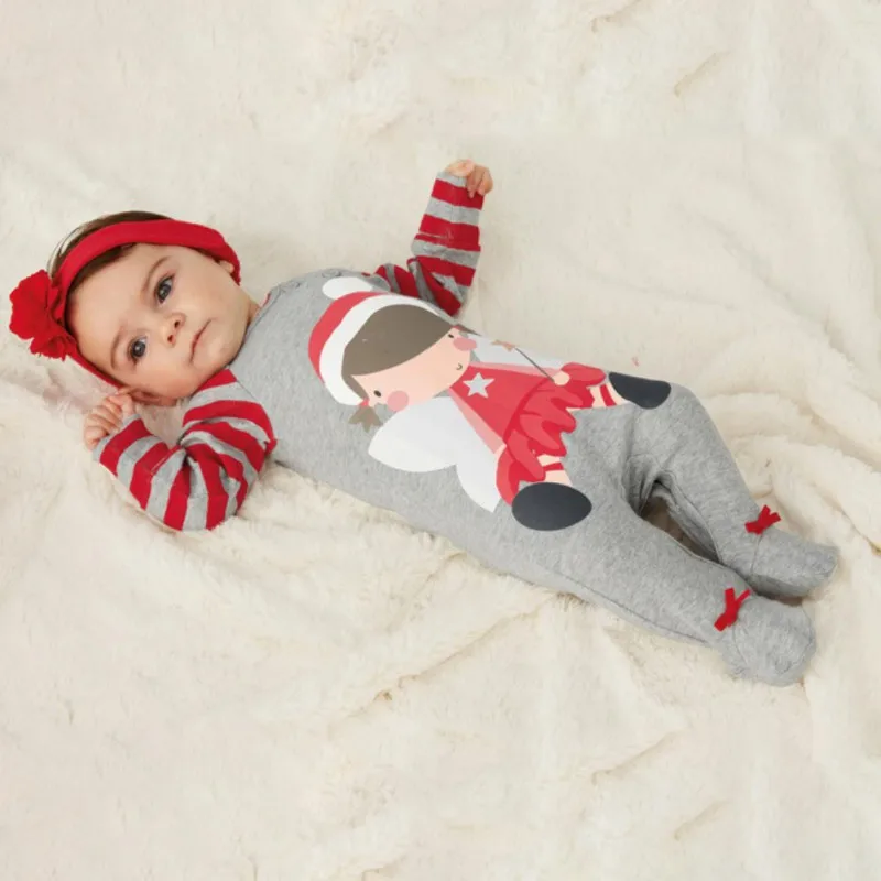 Hilittlekids/Рождественская пижама с длинными рукавами для новорожденных мальчиков и девочек с изображением Санта Клауса, комбинезон, шапка/повязка на голову, набор комбинезончиков