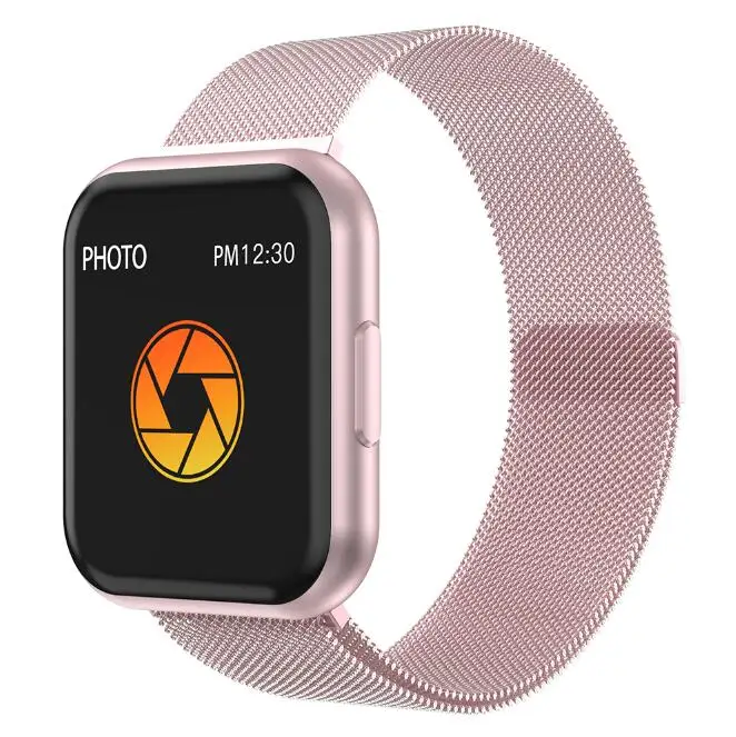 T88 Смарт-часы для мужчин и женщин, датчик сердечного ритма, спортивный шагомер, полный сенсорный экран, Bluetooth, умные часы для iphone, huawei, телефона - Цвет: Steel Pink