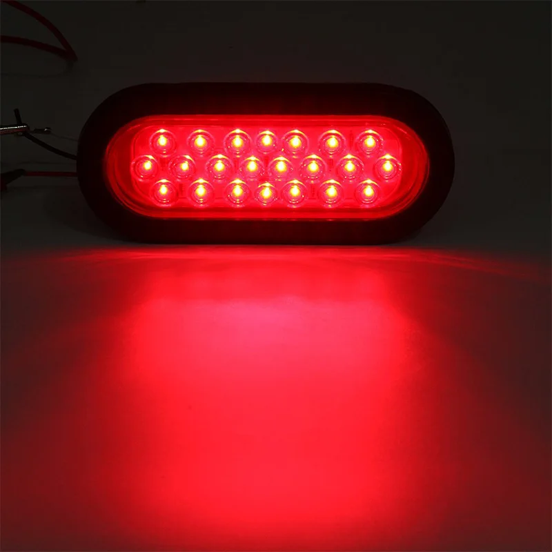 2pcs 22-LED Oval Red Stop/Turn Signal/Brake/Marker/Tail LED Light, Flush Mount for Truck Trailer Bus 12V