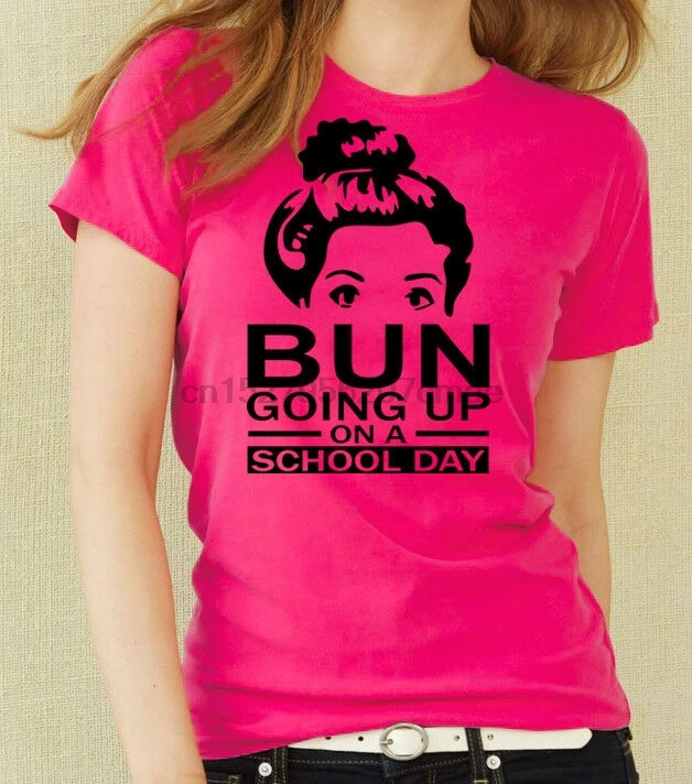 Женская футболка Bun going up on school day забавные волосы смешная | Мужская одежда