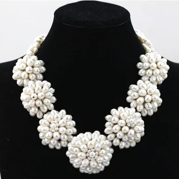 

Splendid White Flower Shell Nigerian Beads Jewelry Set Handmade African Statement Wedding Party Necklace For Lady PB003