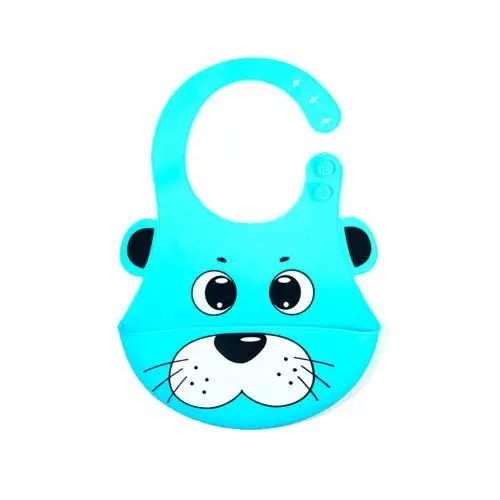 Blue Tiger Мультяшные животные силиконовые Карманные детские нагрудники регулируемые водонепроницаемые инструменты для кормления Новые - Цвет: Blue Tiger