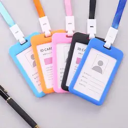 Porte carte d'identité Transparent Double face avec lanière, Portable de haute qualité pour les employés 