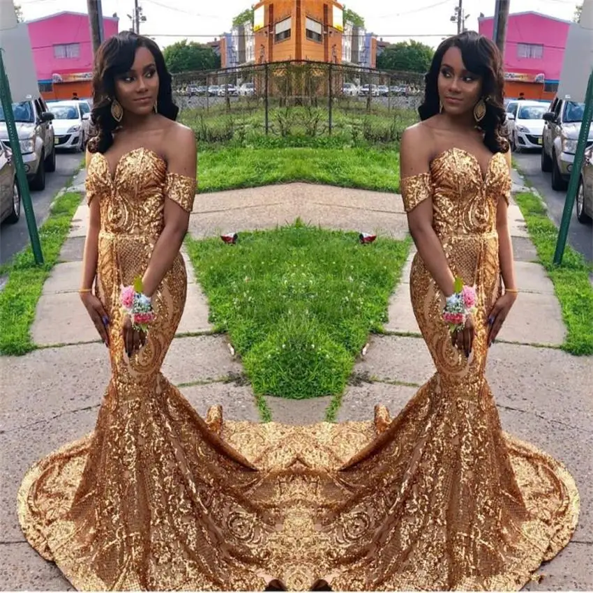 same as Image Африканские золотые блестки, кружева платья подружек невесты русалка Robe De Soiree с открытыми плечами платье невесты - Цвет: same as Image