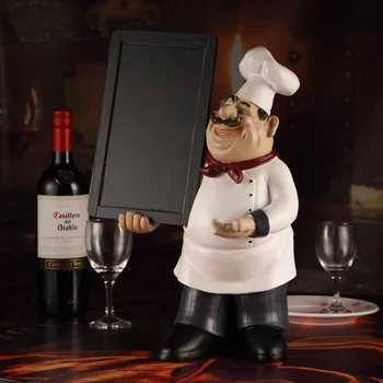 

Chef Statue Message Board Decorative Resin Kitchen Cook Welcome Sign Menu Ornament Craft Pub Accessories Home Decor Restaurant