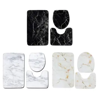 

3Pcs/ Embossed Home Shower Bathroom Polyester Anti Slip Pad Bathroom Lid t19 Bath Room Pad Foot Mat Carpet Set
