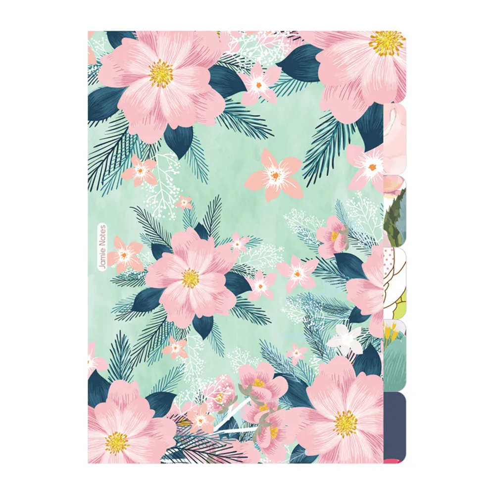 6pcs/set Floral Series A5/A6 6 Ring Binder Dividers Loose Leaf Notebook