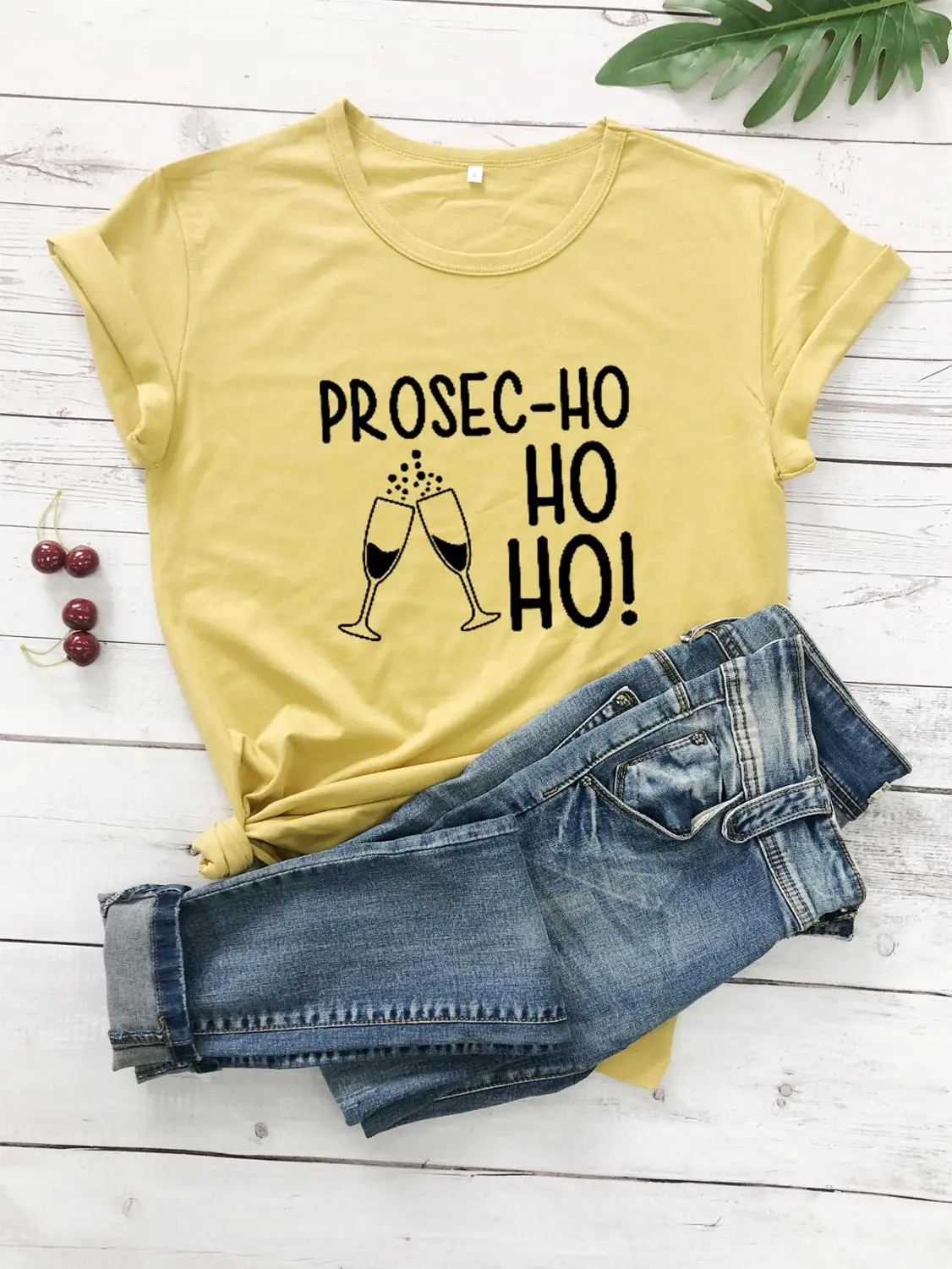 Prosec-Ho, женская футболка, хлопок, повседневная, короткий рукав, тройники, модная, Рождественская, серая, женская одежда, харуджуку, круглый вырез, топы для девочек - Цвет: mustard