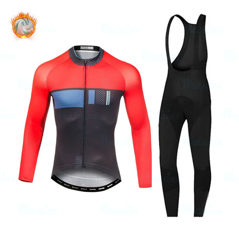 cycling jersey set 1 Зимняя одежда для велоспорта, толстовка с длинным рукавом, очень геотермальный жилет, зимняя велосипедная форма - Цвет: cycling jersey set 1