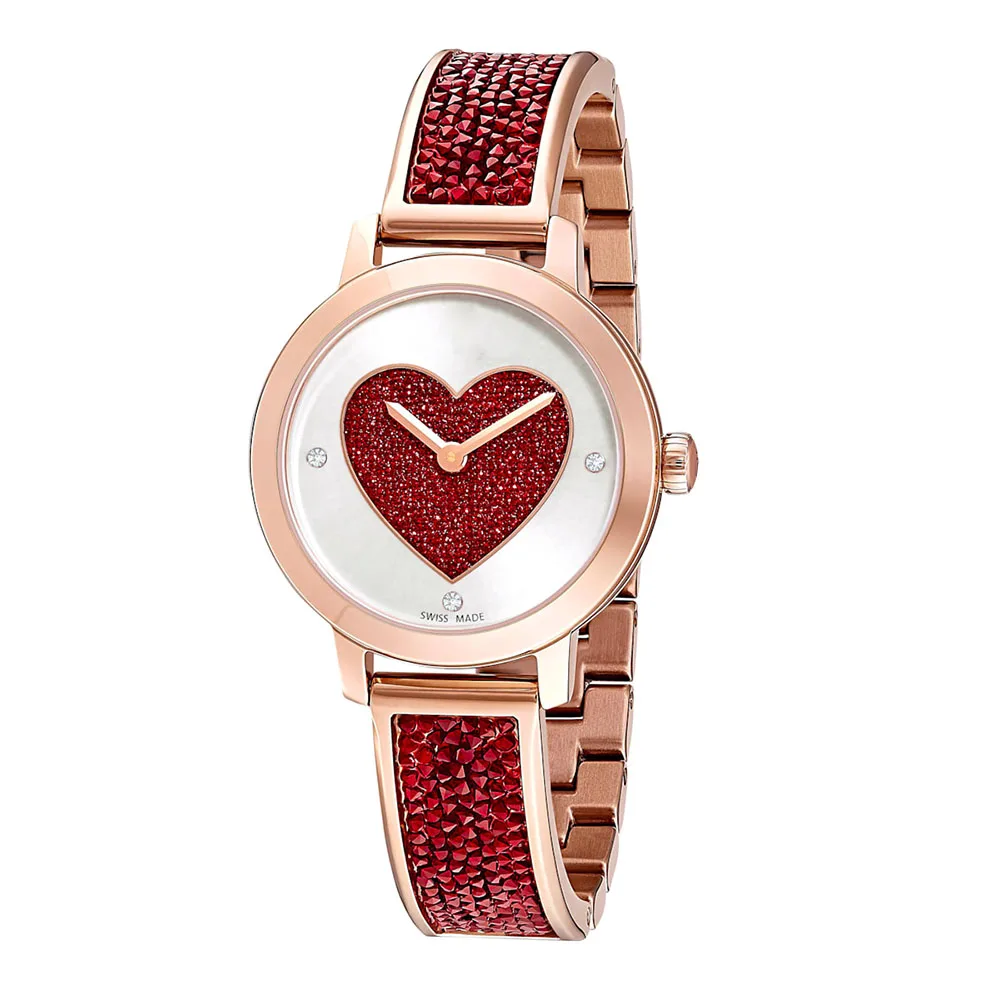 SWA Original New SWA COSMIC ROCK Watch Romantic Love Red Crystal Rose Gold Dial Watch Women's Watch Romantic Jewelry