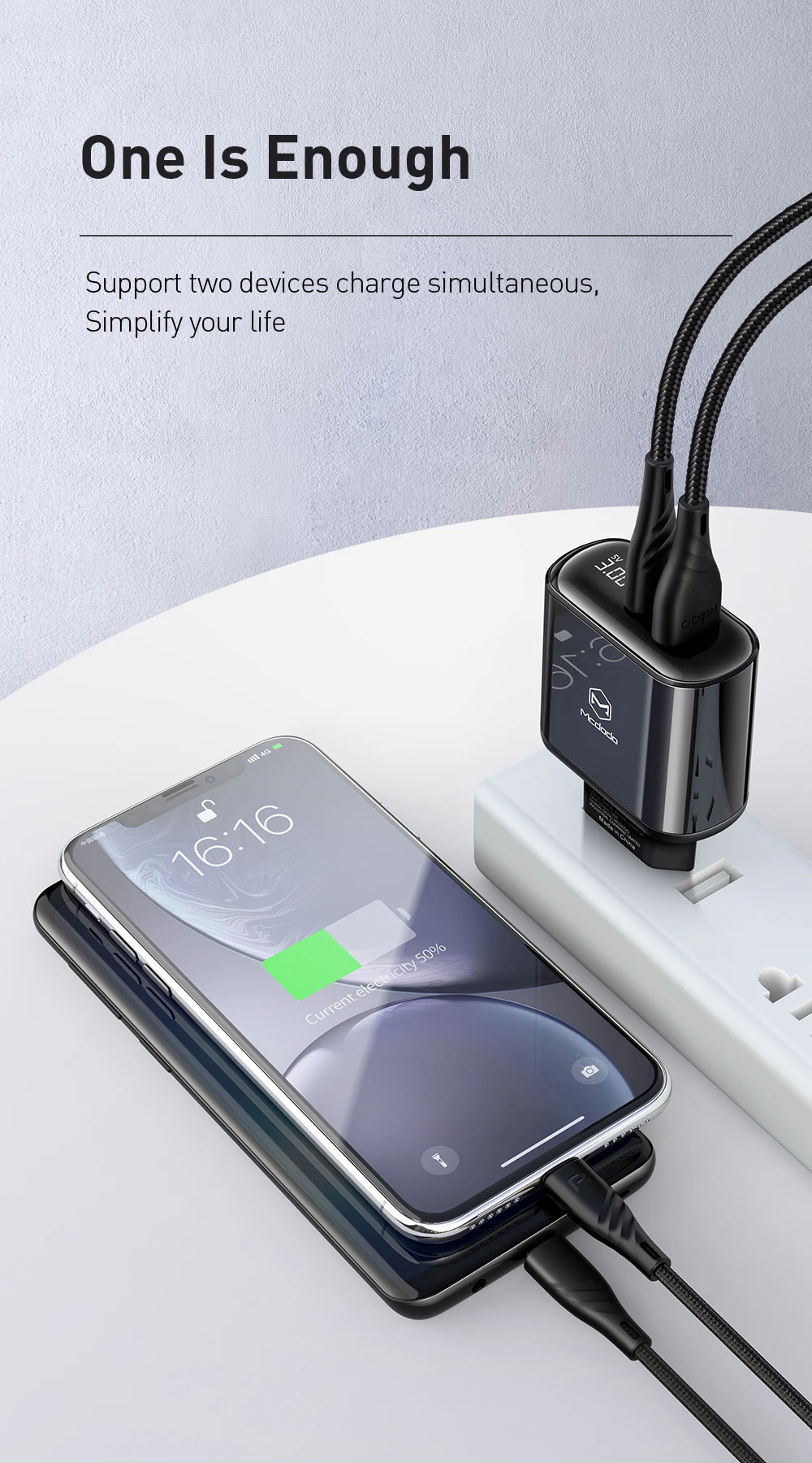 Mcdodo цифровой дисплей QC3.0 USB зарядное устройство 18 Вт PD 3,0 Быстрая зарядка для iPhone 11 Pro SCP AFC зарядное устройство для телефона type C Macbook Tablet 6