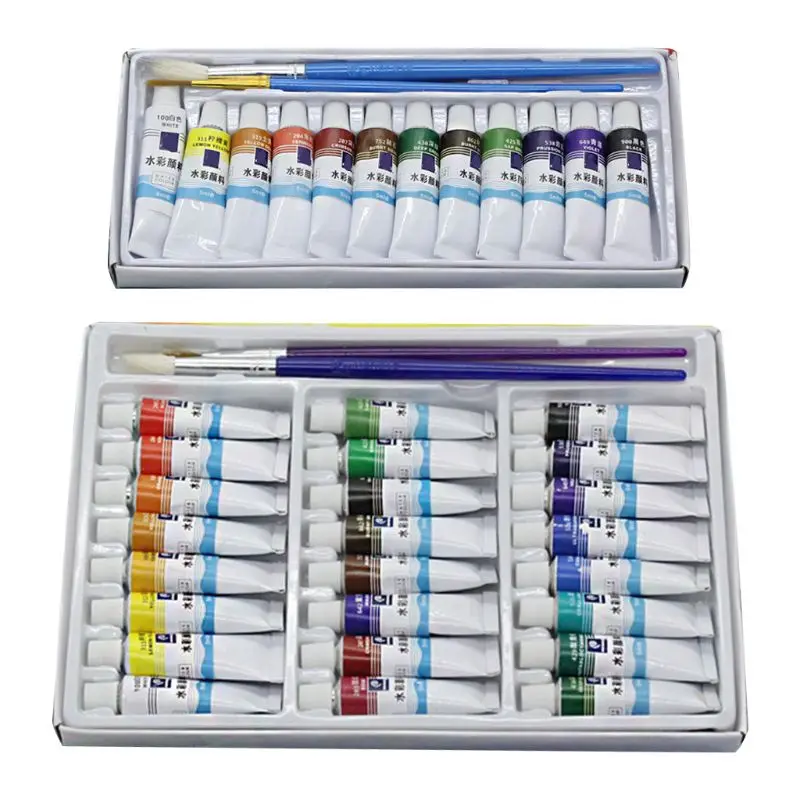 

12ml 12/24 Colors Professional Paint Tubes Drawing Painting Watercolor Pigment Set Artist Art Supplies