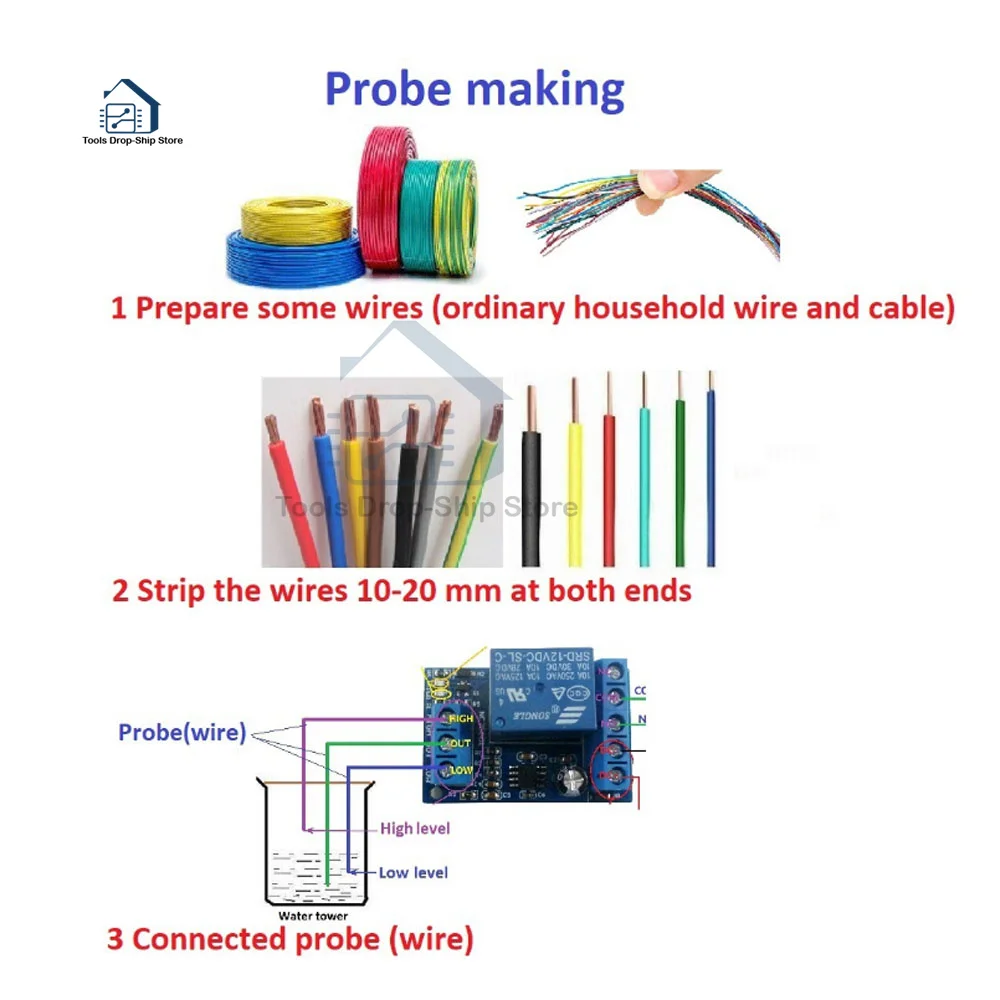 2 in 1 Pump Pour Water Automatic Controller DC 12V Liquid Level Sensor Switch Relay Module for Motor Fish tank Waterhouse Irriga