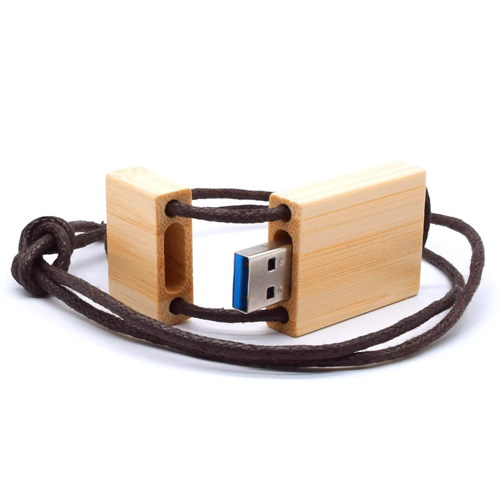 Bamboo Пользовательский логотип Универсальный USB 3,0 флеш-накопитель из дерева 8 ГБ 16 ГБ 32 ГБ 64 Гб 128 ГБ Флешка Браслет Микро пеньковая веревка Usb флеш-накопитель подарки - Цвет: Bamboo
