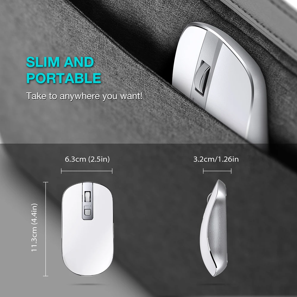 VicTsing PC202 Wireless Mouse Silent Click 2.4G Slim Mouse 1600 DPI Ergonomic Design With USB Receiver For Notebook Mac Laptop PK Logitech Wireless Mouse White (5)