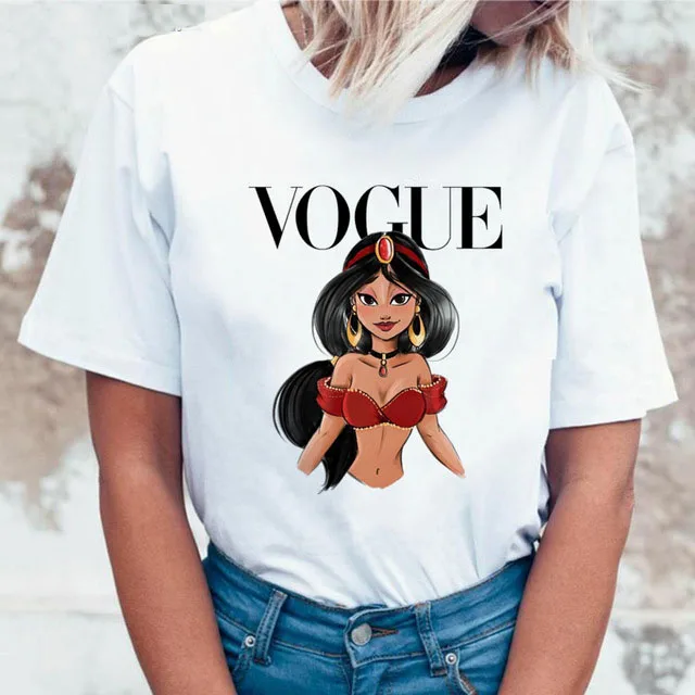 Women-2019-Summer-Graphic-Tee-Shirt-Femme-Funny-Princess-Vogue-Harajuku-T-Shirt-Korean-Tops-Kawaii（10）
