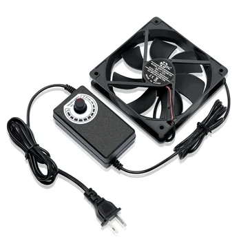 120mm Computer Fan with Ac Plug 110V 220V  to 3V - 12V 2A Exhaust Cooling Fan Router TV Box with Speed Controller ,for Grow Tent 1