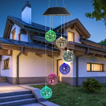 

Creative Mosaic Design LED Solar Wind Chimes Light Waterproof Color Change Decorative Hanging Windbell Lamp for Home Outdoor Gar