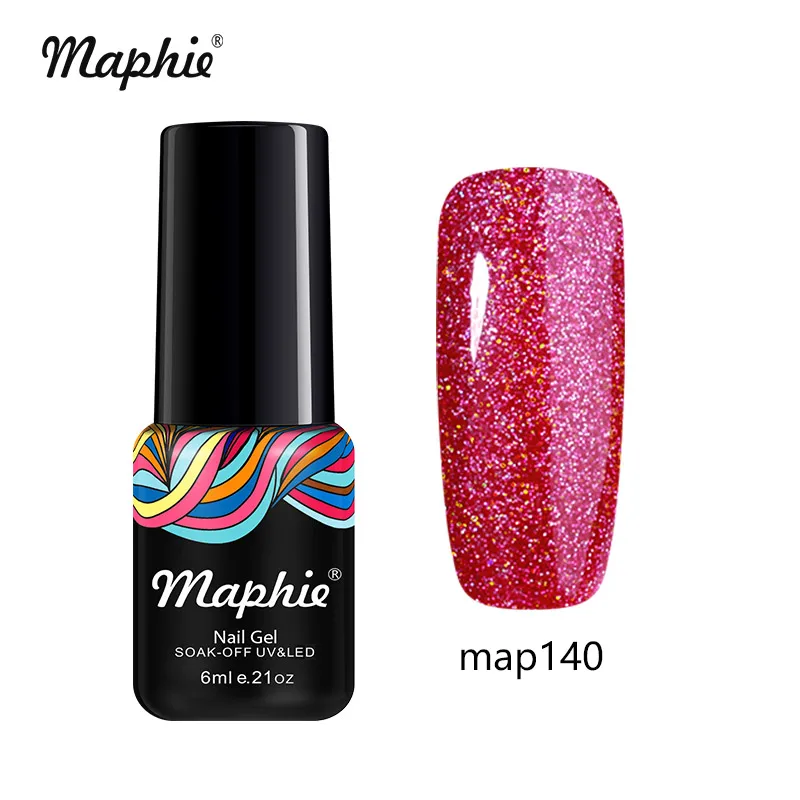 Maphie бриллиантовый блеск с ультрафиолетовым свечением Гель-лак для ногтей цветной яркий декор с блестками Led лак для ногтей серебряный цвет Led гель Гибридный лак - Цвет: 140