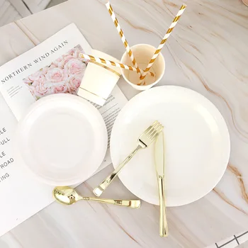 

85pcs/lot Pure white paper plate party disposable party tableware for wedding party paper plate cup prom party decor Supplies