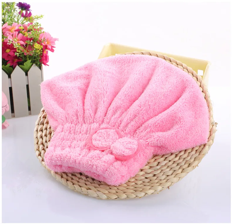 Microfibra seco gorro de pelo ducha tapa engrosamiento de terciopelo de Coral sombrero de princesa raspido Super absorbente