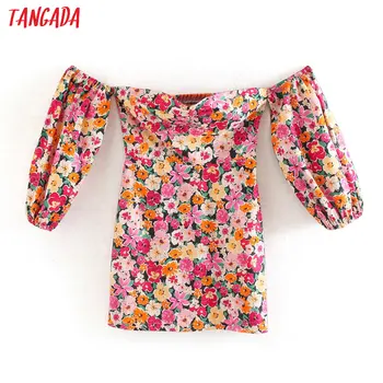 

Tangada fashion women floral print off shoulder dress 2020 summer half Sleeve Ladies sexy mini Dress Vestidos 5Z86
