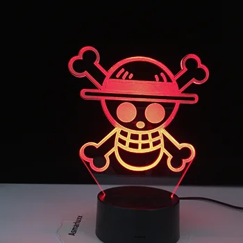

Anime ONE PIECE LOGO Kids Night Light Led Touch Sensor Colorful Nightlight for Child Bedroom Decoration Cool Desk 3d Lamp Gift