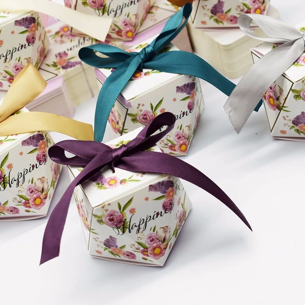 

New Purple Diamond Style Wedding Favors Party Supplies Decoration Baby Shower Happiness Gift Box Paper Gift Bag Candy Box