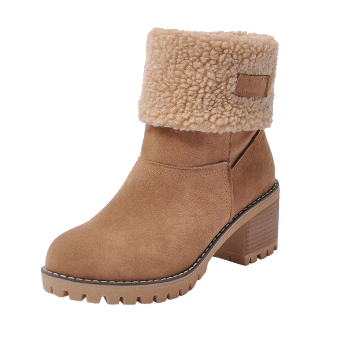 DORATASIA/, большие размеры 34-46, женские зимние ботинки на платформе, женские зимние ботинки на меху на высоком каблуке 6 см, женская обувь - Цвет: Caml