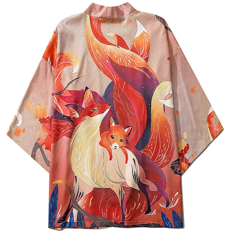 Anime Nine Tailed Fox Print Kimono Japanese Yukata Female Women Asian Clothes Cardigan Shirt Traditional Kimonos Haori | Тематическая