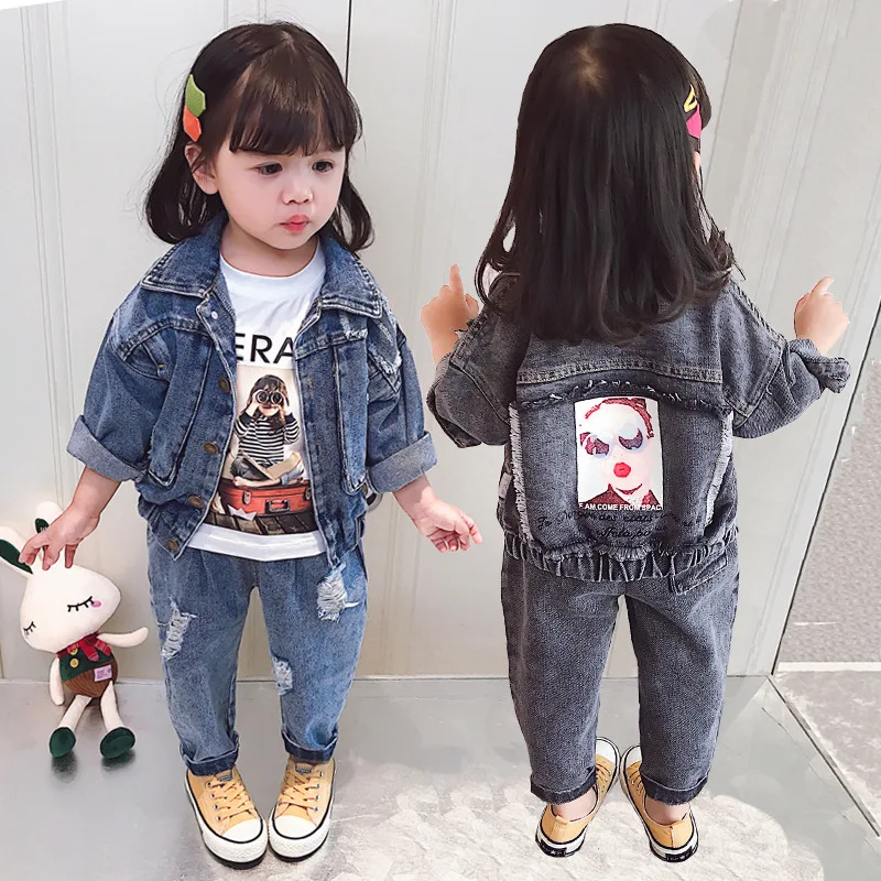 

Childrenswear GIRL'S Suit Autumn Clothing 2019 New Style Korean-style Children Western Style Cowboy Two-Piece Set GIRL'S Casual