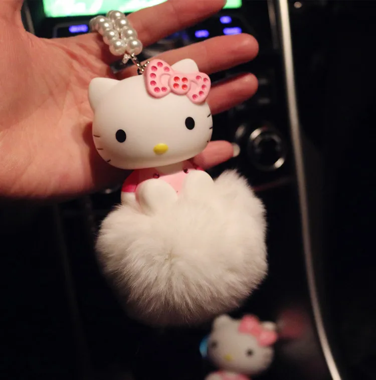 Хрустальный брелок Hello Kitty для авто-стайлинга Interio, подвесная кукла со стразами, брелок для ключей, подвеска для автомобиля, зеркало заднего вида - Цвет: 4