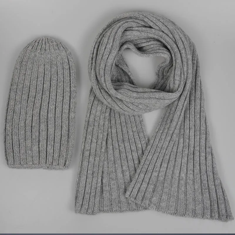 От 1 до 5 лет, Ангорская смесь, вязаная шапка и шарф для девочек, комплекты для малышей, натуральный мех, помпон, имитация кашемира, шапка, шарф, комплект для мальчиков - Цвет: grey