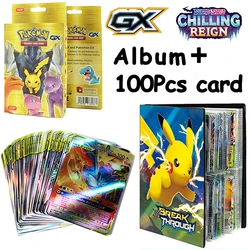 Album de Collection Pokemon, 100 pièces, cartes de jeu Gx brillantes, anglais, arc en ciel holographique, animé 
