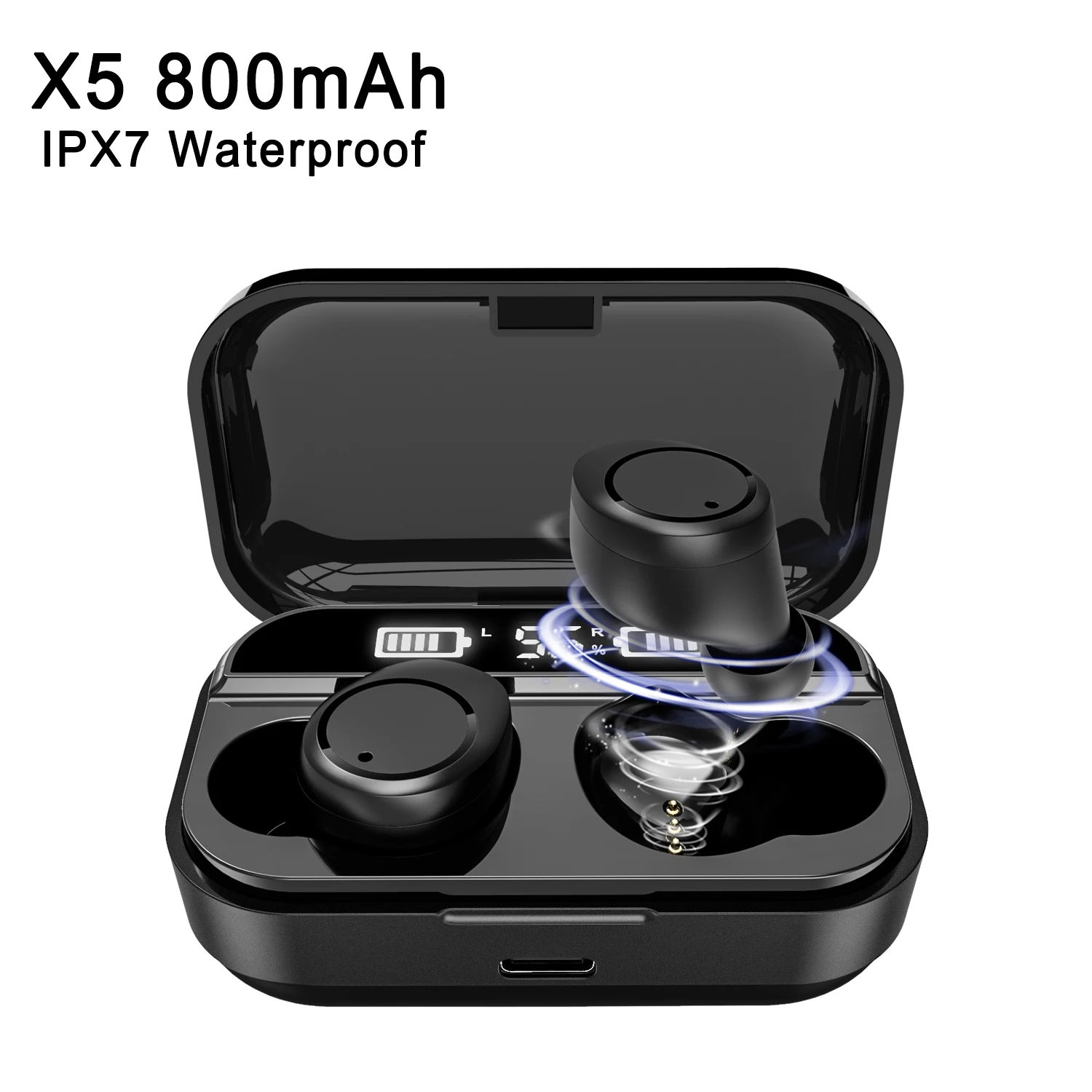 X5 800 mAh G02 TWS 5,0 Bluetooth 9D стерео наушники беспроводные наушники IPX7 водонепроницаемые наушники 3300 мАч светодиодный умный внешний аккумулятор держатель для телефона - Цвет: X5 800 mAh