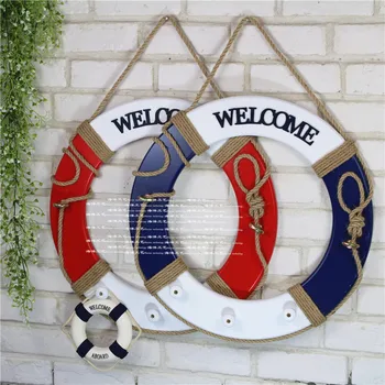 

50cm Lifebuoy Ring Boat Sea Life Buoy Hanging On The Ship's Mediterraneo Style Home Welcome Aboard Decoration Wall