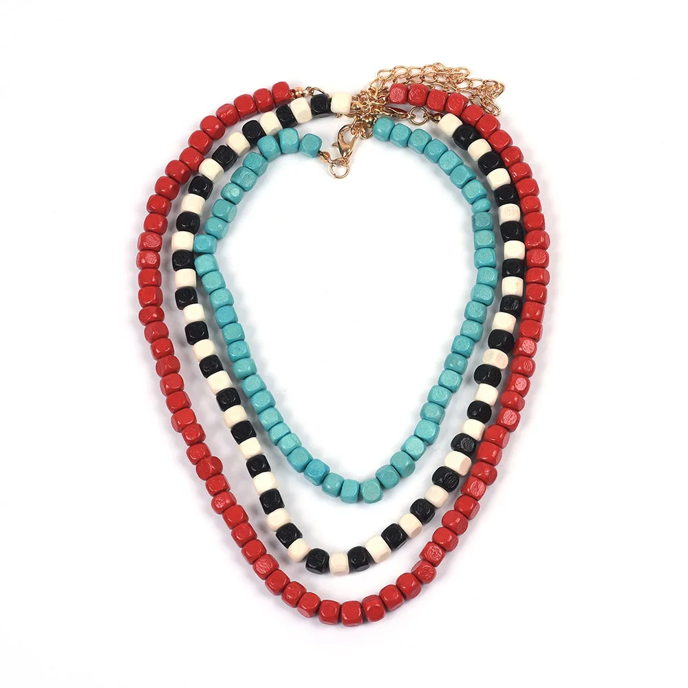 

Multi-layer Wooden Beaded Handmade Choker Necklace Women Wood Beads DIY Necklace Femme Boho Ethnic Summer Necklace Jewellery