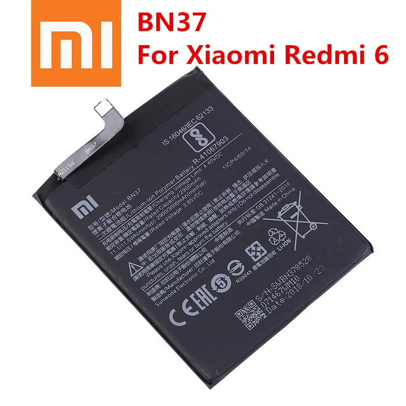 Оригинальный аккумулятор Xiao mi 100% BN37 3000 мАч для Xiaomi Redmi 6 Redmi6 6A сменные батареи