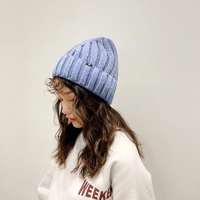 Зимняя вязаная женская шапка, одноцветная шапка Skullies Beanies в стиле хип-хоп, женская зимняя шапка, осенняя шапка, Лыжная шапка