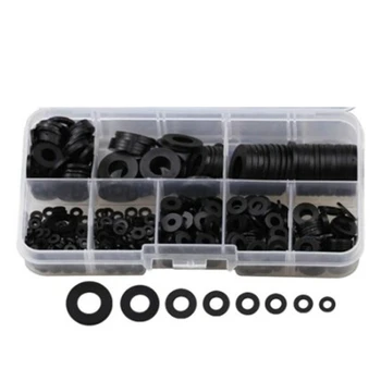 

550 PCS Nylon Flat Washers for Screws Washers Round Assorted Washers Multiple Size Classification Kit(Black)