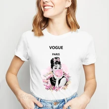 Винтажная Парижская модная футболка для девочек, летняя Милая женская футболка, повседневные женские топы, хипстерские крутые женские футболки