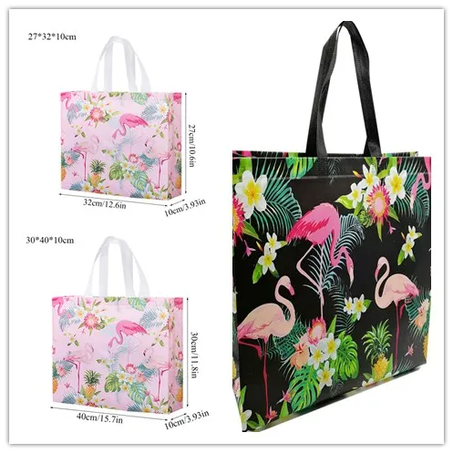 

Non-woven Fabric Flamingo Shopping Bag Women Reusable Pouch Storage Bags Eco Waterproof Lady Handbag Print Tote Bag Organizer