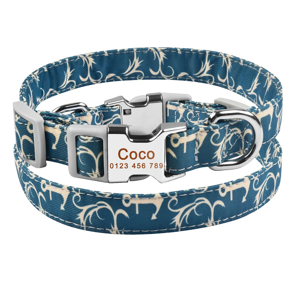 Dog Collar C AiruiDog, маленький, большой, персонализированный ошейник для собаки, на заказ, выгравирован, Имя ID, бирка для мальчика, девочки, собаки, унисекс, ошейник для собаки - Цвет: Dog Collar C