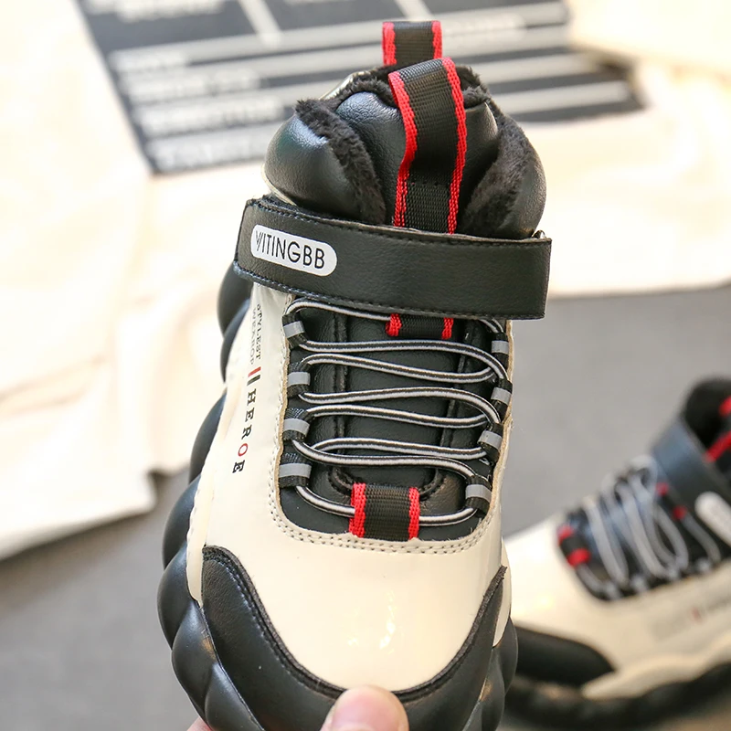 New Winter Kids Running Shoes Color Matching Children's Warm High Top Sport Shoes Fashion Footwear Girls Boys Sneakers