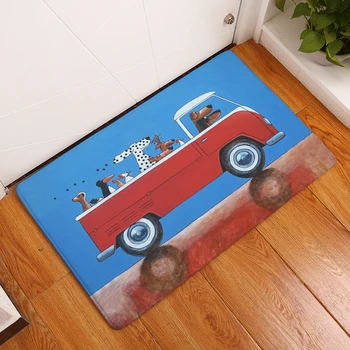 

Cartoon Dog Print Doormat Car Bus Pattern Decorative Hallway Entrance Rug Non Slip Bathroom Carpet Home Decor Kitchen Mat