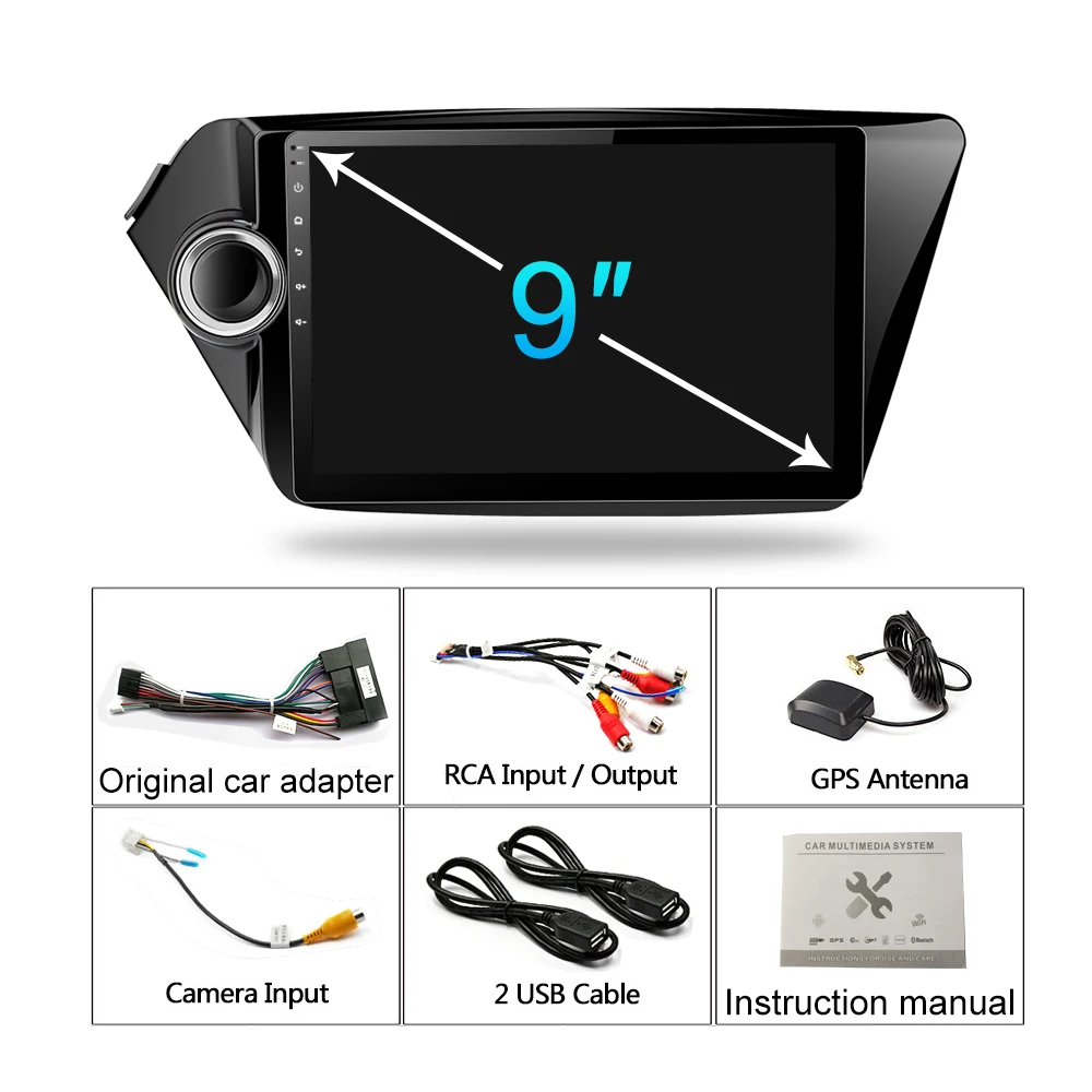 9 ''2 Din Android 9,1 2G+ 32G автомобильный Радио Мультимедиа Видео плеер 2din навигация gps для KIA RIO 3 4 2011- Mirror link wifi BT