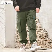 B. X популярный логотип большой размер мужская одежда военный зеленый большой карман повседневные брюки