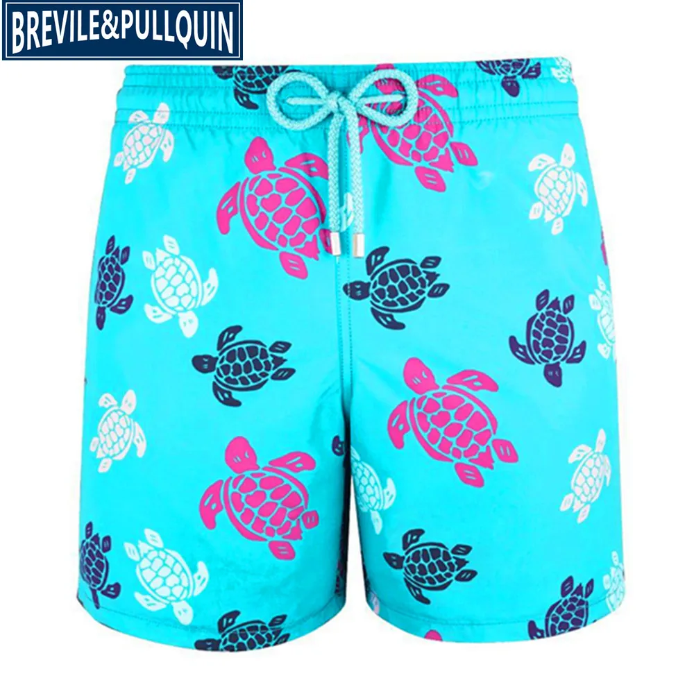 Brand Fashion Brevile pullquin Beach Board Shorts Men Turtles Swimwear Bermuda Quick Dry Adults Swimtrunks M L XL XXL - Цвет: G