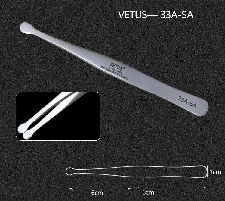33A-SA VETUS Пинцет для ресниц, инструменты для наращивания ресниц, вспомогательный ремонт, сверхтонкий Высокоточный Пинцет для ресниц из нержавеющей стали - Цвет: 33A-SA